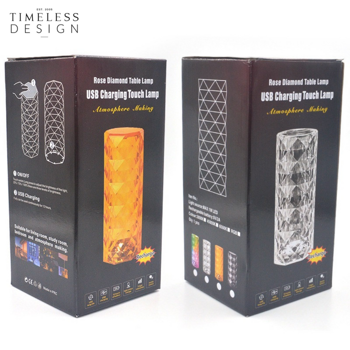 Livia Crystal Rose Diamond Touch Lamp (Crystal Looking)