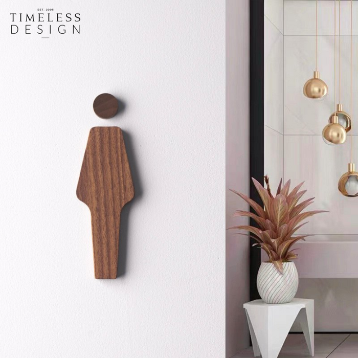 Oregon Wanut Wood Toilet Signs (Pair/Set)