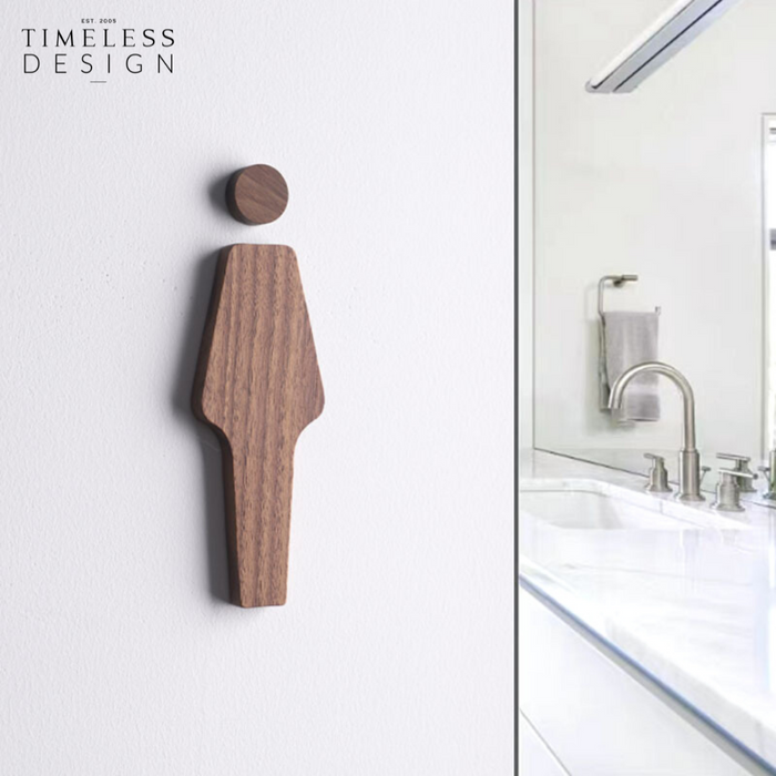 Oregon Wanut Wood Toilet Signs (Pair/Set)