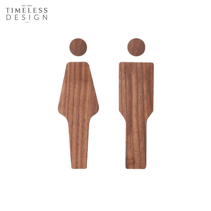 Oregon Wanut Wood Toilet Signs (Pair/Set)