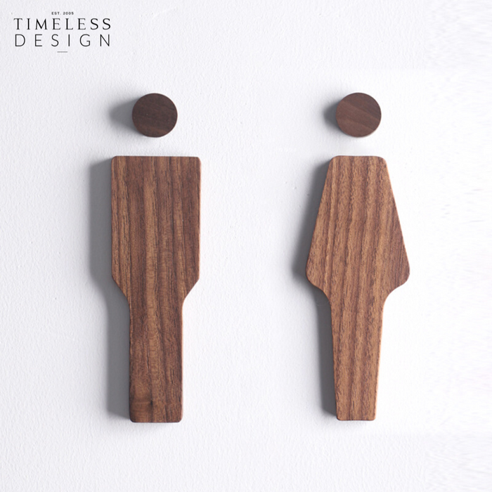Oregon Wanut Wood Toilet Signs (Pair/Set)