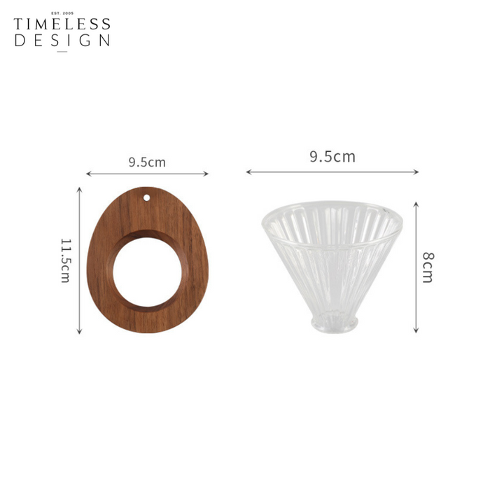 Ida Glass Coffee Dripper with Wooden Holder (Set)