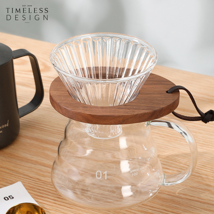 Ida Glass Coffee Dripper with Wooden Holder (Set)