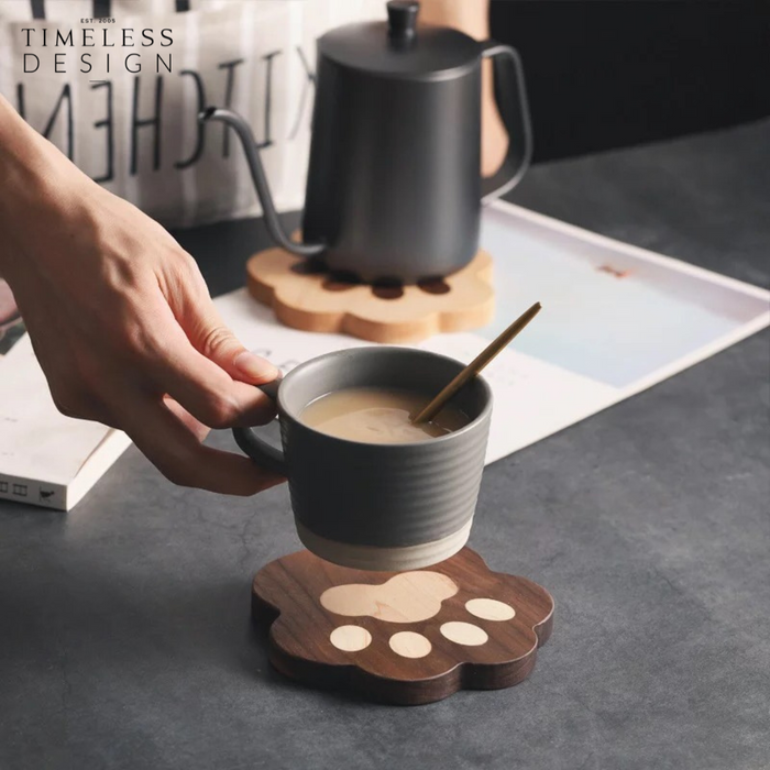 Ashi Cat Paw Wood Coaster