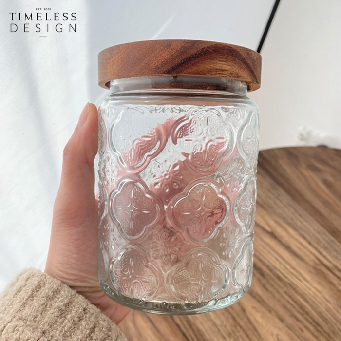 Nita Embossed Glass Canister (700ml)