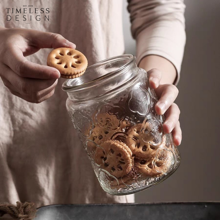 Nita Embossed Glass Canister (700ml)