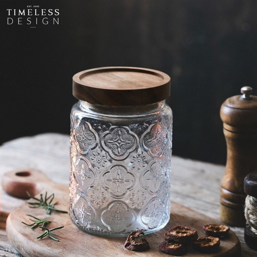 Nita Embossed Glass Canister (700ml)