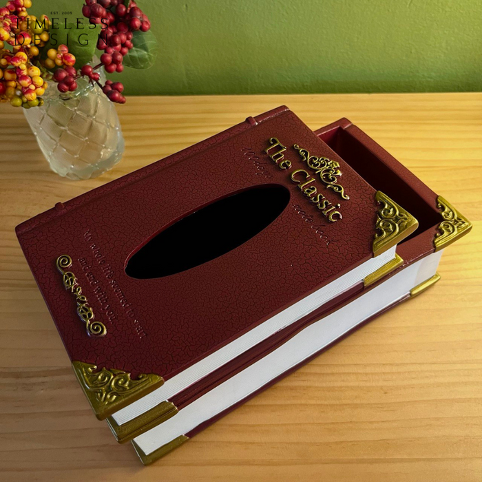Notre Dame Vintage Book Tissue Box with remote control holder