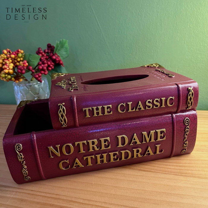 Notre Dame Vintage Book Tissue Box with remote control holder