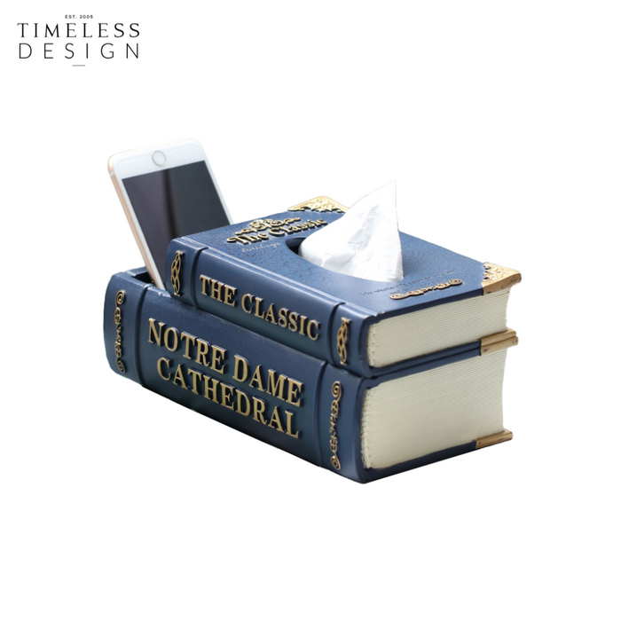 Notre Dame Vintage Book Tissue Box with remote control holder