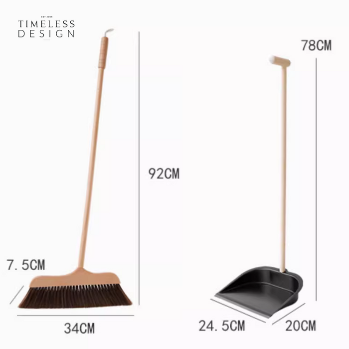 Otton II Scandinavian Wooden Dustpan and Iron Broom Set