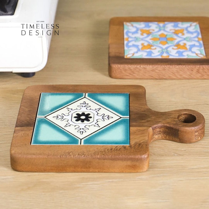 Otis Retro Acacia Wood Tile Heat Resistant Pot Holder