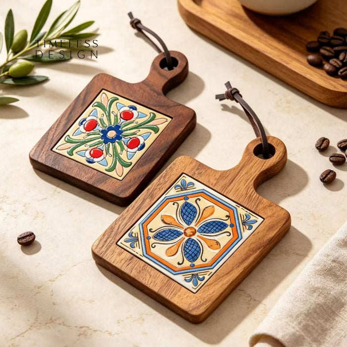 Otis Retro Acacia Wood Tile Heat Resistant Pot Holder