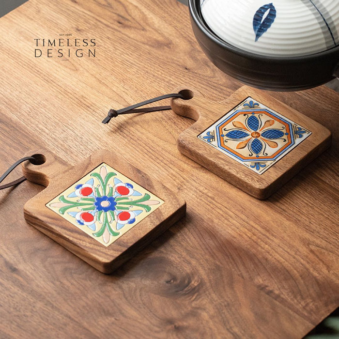Otis Retro Acacia Wood Tile Heat Resistant Pot Holder