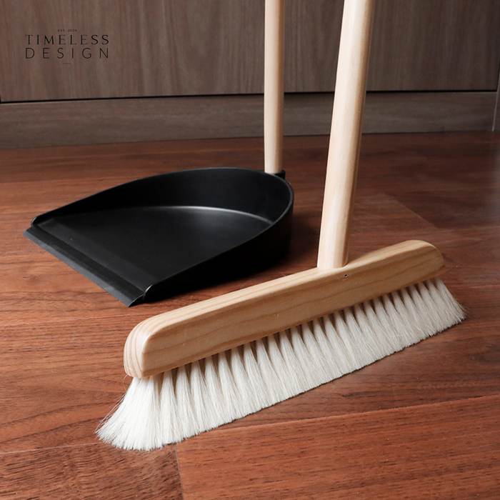 Konrad Scandinavian Wooden Dustpan and Broom Set