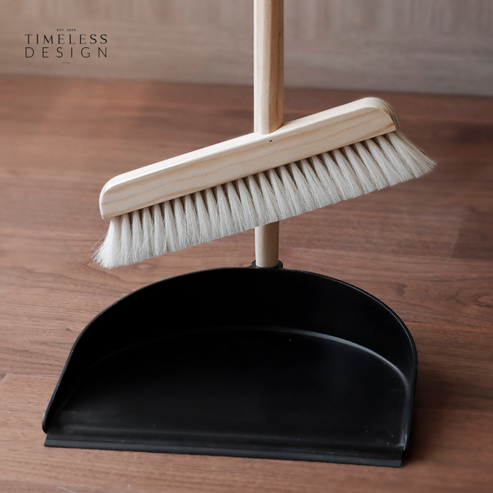 Konrad Scandinavian Wooden Dustpan and Broom Set