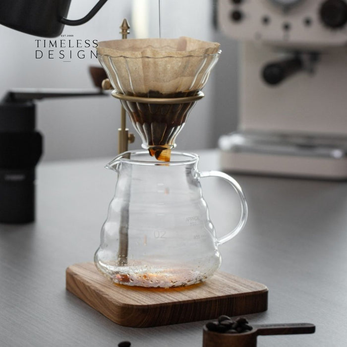 Ally Adjustable Brass Coffee Dripper Holder Wooden Base Stand