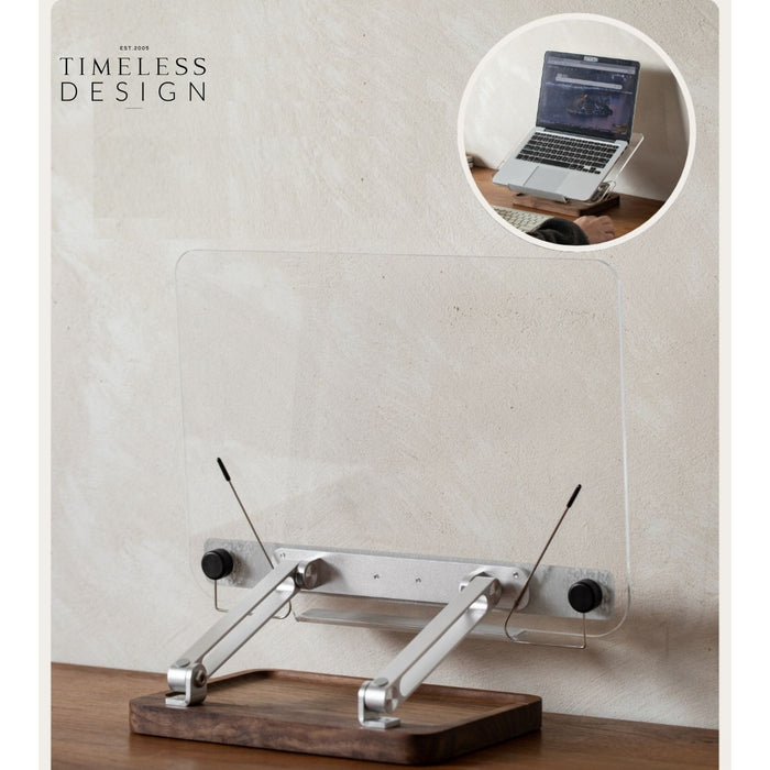 Buku Walnut Wood Acrylic Adjustable Desktop Reading Stand