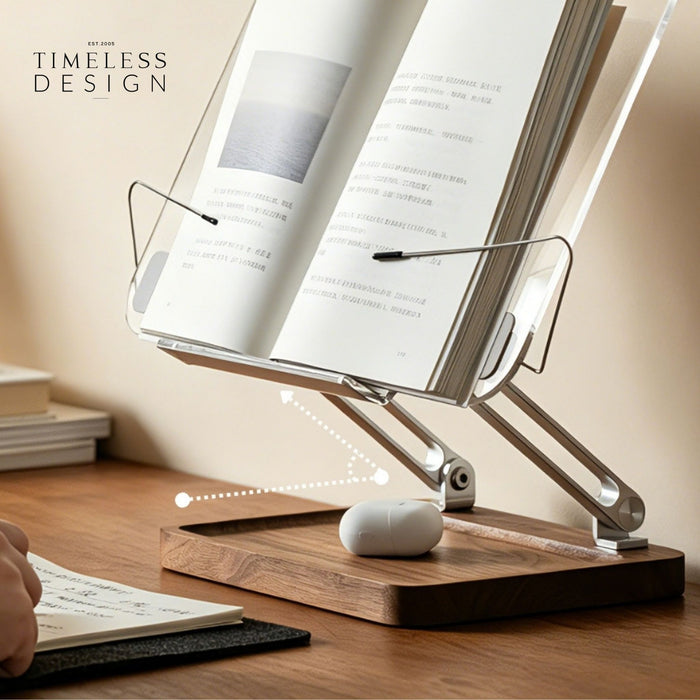 Buku Walnut Wood Acrylic Adjustable Desktop Reading Stand