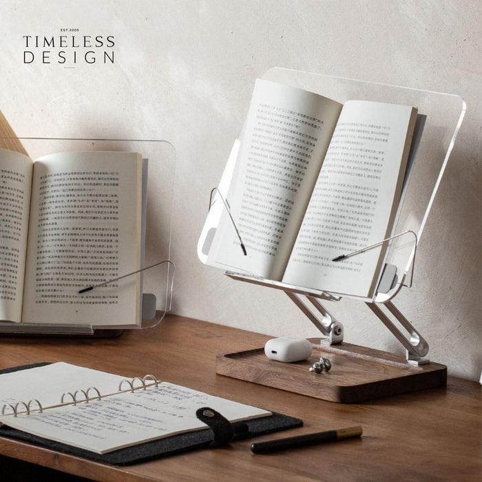 Buku Walnut Wood Acrylic Adjustable Desktop Reading Stand