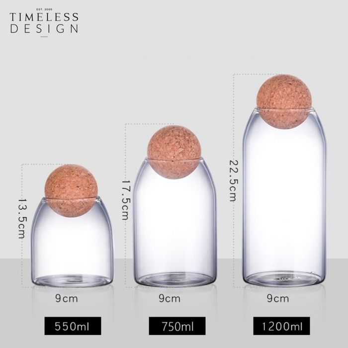 Tiga Glass Storage Bottle with Cork Sets (3-in-1)