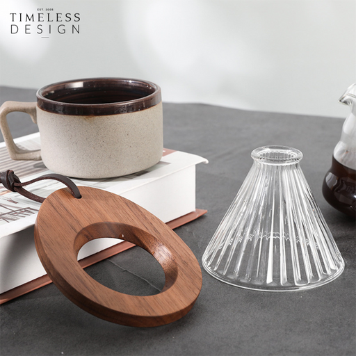 Ida Glass Coffee Dripper with Wooden Holder (Set)