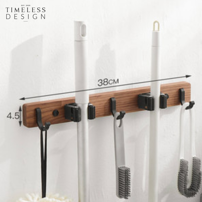 Elias Mop and Broom Holder Wall Mounted Organizer