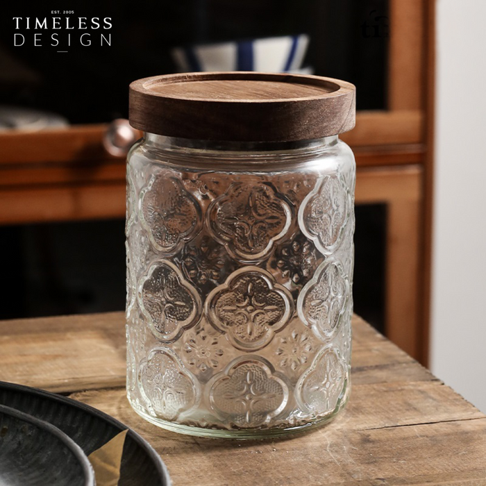 Nita Embossed Glass Canister (700ml)