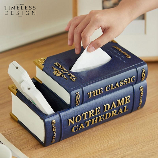 Notre Dame Vintage Book Tissue Box with remote control holder